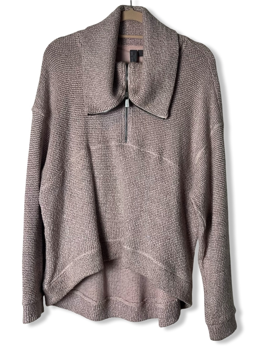 Sweaty Betty Womens‎ Restful Boucle Half Zip Cowl Neck Pullover Marl Pink Sz 8